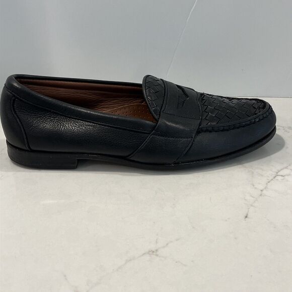 Allen Edmonds Ivanhoe Mens Shoes Woven Leather Penny Loafers Black Sz 11.5 D - Picture 3 of 11